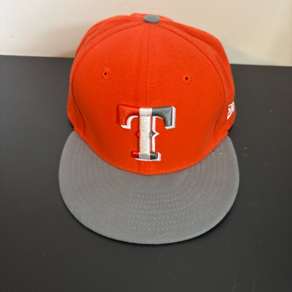 New Era Texas Rangers Orange and Grey 7 1/2 Fitted Cap